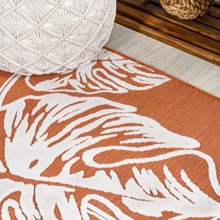 Livid High-Low Two-Tone Monstera Leaf Indoor/Outdoor Area Rug