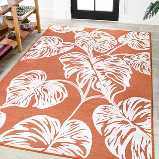 Livid High-Low Two-Tone Monstera Leaf Indoor/Outdoor Area Rug