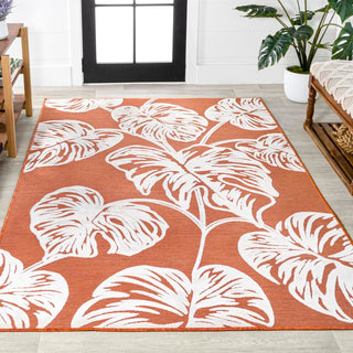 Livid High-Low Two-Tone Monstera Leaf Indoor/Outdoor Area Rug