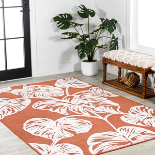 Livid High-Low Two-Tone Monstera Leaf Indoor/Outdoor Area Rug