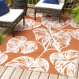 Livid High-Low Two-Tone Monstera Leaf Indoor/Outdoor Area Rug