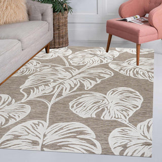 Livid High-Low Two-Tone Monstera Leaf Indoor/Outdoor Area Rug