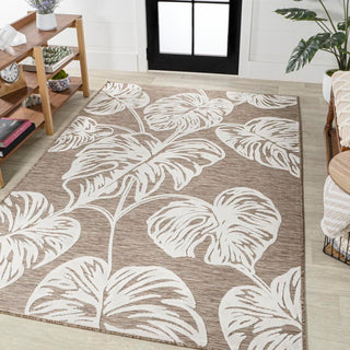 Livid High-Low Two-Tone Monstera Leaf Indoor/Outdoor Area Rug