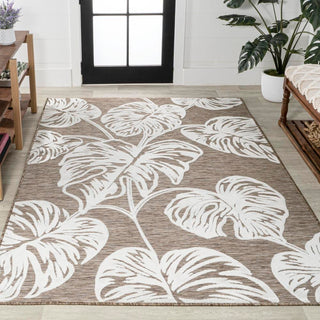 Livid High-Low Two-Tone Monstera Leaf Indoor/Outdoor Area Rug