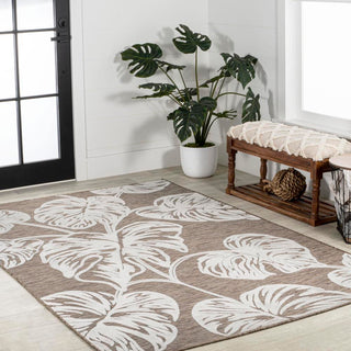 Livid High-Low Two-Tone Monstera Leaf Indoor/Outdoor Area Rug