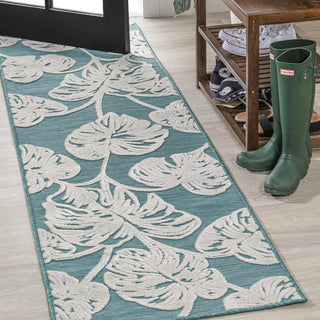 Livid High-Low Two-Tone Monstera Leaf Indoor/Outdoor Area Rug