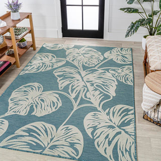 Livid High-Low Two-Tone Monstera Leaf Indoor/Outdoor Area Rug