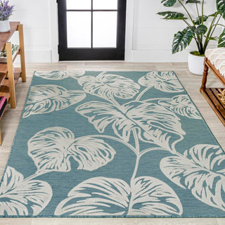 Livid High-Low Two-Tone Monstera Leaf Indoor/Outdoor Area Rug