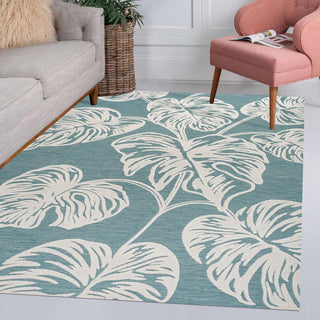 Livid High-Low Two-Tone Monstera Leaf Indoor/Outdoor Area Rug