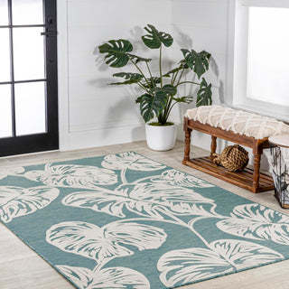 Livid High-Low Two-Tone Monstera Leaf Indoor/Outdoor Area Rug