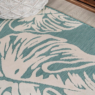 Livid High-Low Two-Tone Monstera Leaf Indoor/Outdoor Area Rug