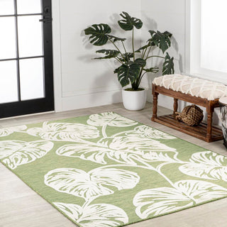 Livid High-Low Two-Tone Monstera Leaf Indoor/Outdoor Area Rug