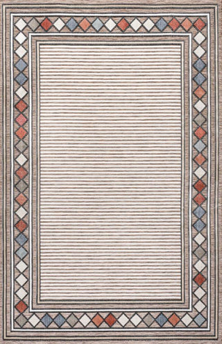 Well High-Low Modern Diamond Border Indoor/Outdoor Area Rug