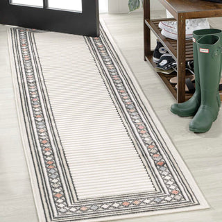 Well High-Low Modern Diamond Border Indoor/Outdoor Area Rug