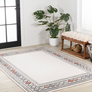 Well High-Low Modern Diamond Border Indoor/Outdoor Area Rug