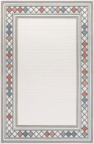 Well High-Low Modern Diamond Border Indoor/Outdoor Area Rug