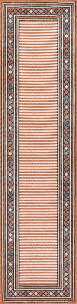 Well High-Low Modern Diamond Border Indoor/Outdoor Area Rug