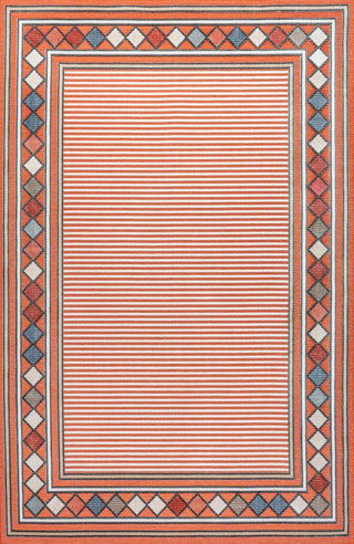 Well High-Low Modern Diamond Border Indoor/Outdoor Area Rug