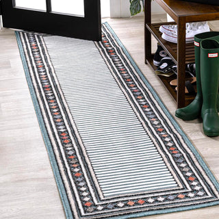 Well High-Low Modern Diamond Border Indoor/Outdoor Area Rug