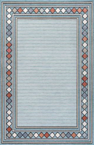 Well High-Low Modern Diamond Border Indoor/Outdoor Area Rug