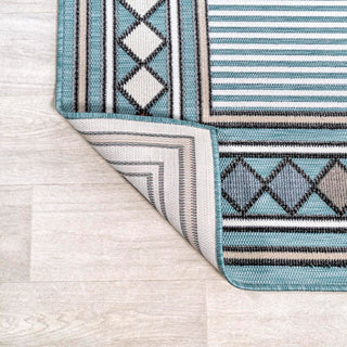 Well High-Low Modern Diamond Border Indoor/Outdoor Area Rug