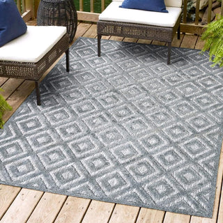 Zachariah neutral Diamond Trellis Indoor/outdoor Area Rug