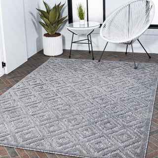 Zachariah neutral Diamond Trellis Indoor/outdoor Area Rug