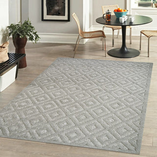 Zachariah neutral Diamond Trellis Indoor/outdoor Area Rug