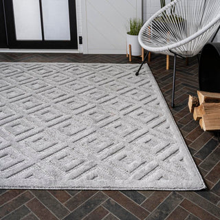 Zachariah neutral Diamond Trellis Indoor/outdoor Area Rug