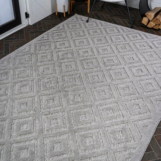 Zachariah neutral Diamond Trellis Indoor/outdoor Area Rug