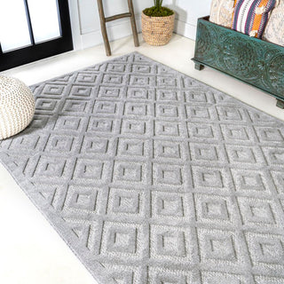 Zachariah neutral Diamond Trellis Indoor/outdoor Area Rug