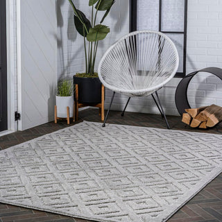 Zachariah neutral Diamond Trellis Indoor/outdoor Area Rug