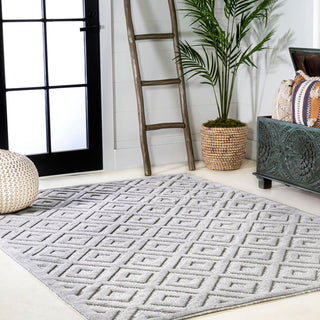 Zachariah neutral Diamond Trellis Indoor/outdoor Area Rug