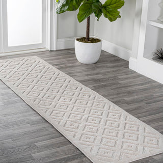 Zachariah neutral Diamond Trellis Indoor/outdoor Area Rug