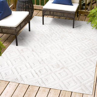 Zachariah neutral Diamond Trellis Indoor/outdoor Area Rug