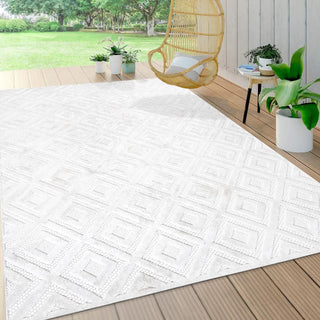 Zachariah neutral Diamond Trellis Indoor/outdoor Area Rug