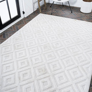 Zachariah neutral Diamond Trellis Indoor/outdoor Area Rug