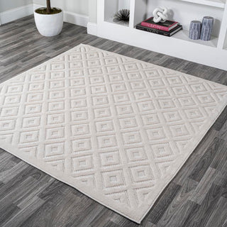 Zachariah neutral Diamond Trellis Indoor/outdoor Area Rug