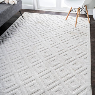 Zachariah neutral Diamond Trellis Indoor/outdoor Area Rug