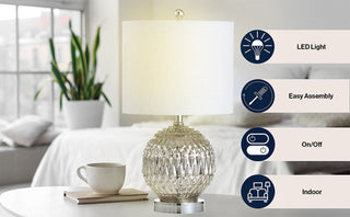 Grafton 20.5" Glass/Metal LED Table Lamp