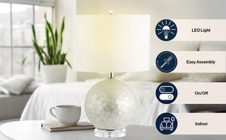 Evalyn 23.5" Capiz Seashell Sphere LED Table Lamp