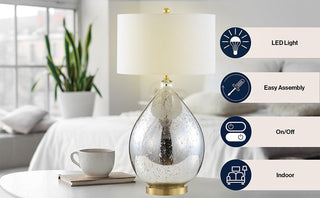 Bluebird 30.75" Glass/Metal LED Table Lamp