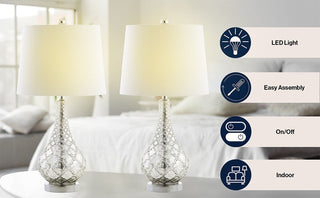 Calvin 25.5" Glass LED Table Lamp, Set of 2