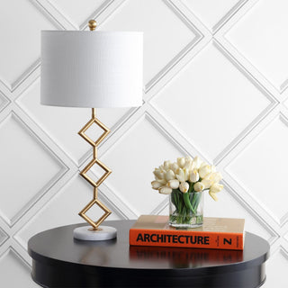 Borer 29.5" Modern Gilt Metal with Marble Base LED Table Lamp