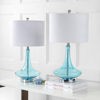 Ace 25.5" Glass Teardrop LED Table Lamp, Set of 2