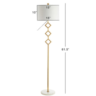 Crane 61.5" Modern Gilt Metal with Marble Based LED Floor Lamp