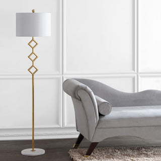 Crane 61.5" Modern Gilt Metal with Marble Based LED Floor Lamp