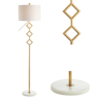 Crane 61.5" Modern Gilt Metal with Marble Based LED Floor Lamp