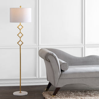 Crane 61.5" Modern Gilt Metal with Marble Based LED Floor Lamp