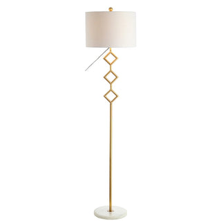 Crane 61.5" Modern Gilt Metal with Marble Based LED Floor Lamp